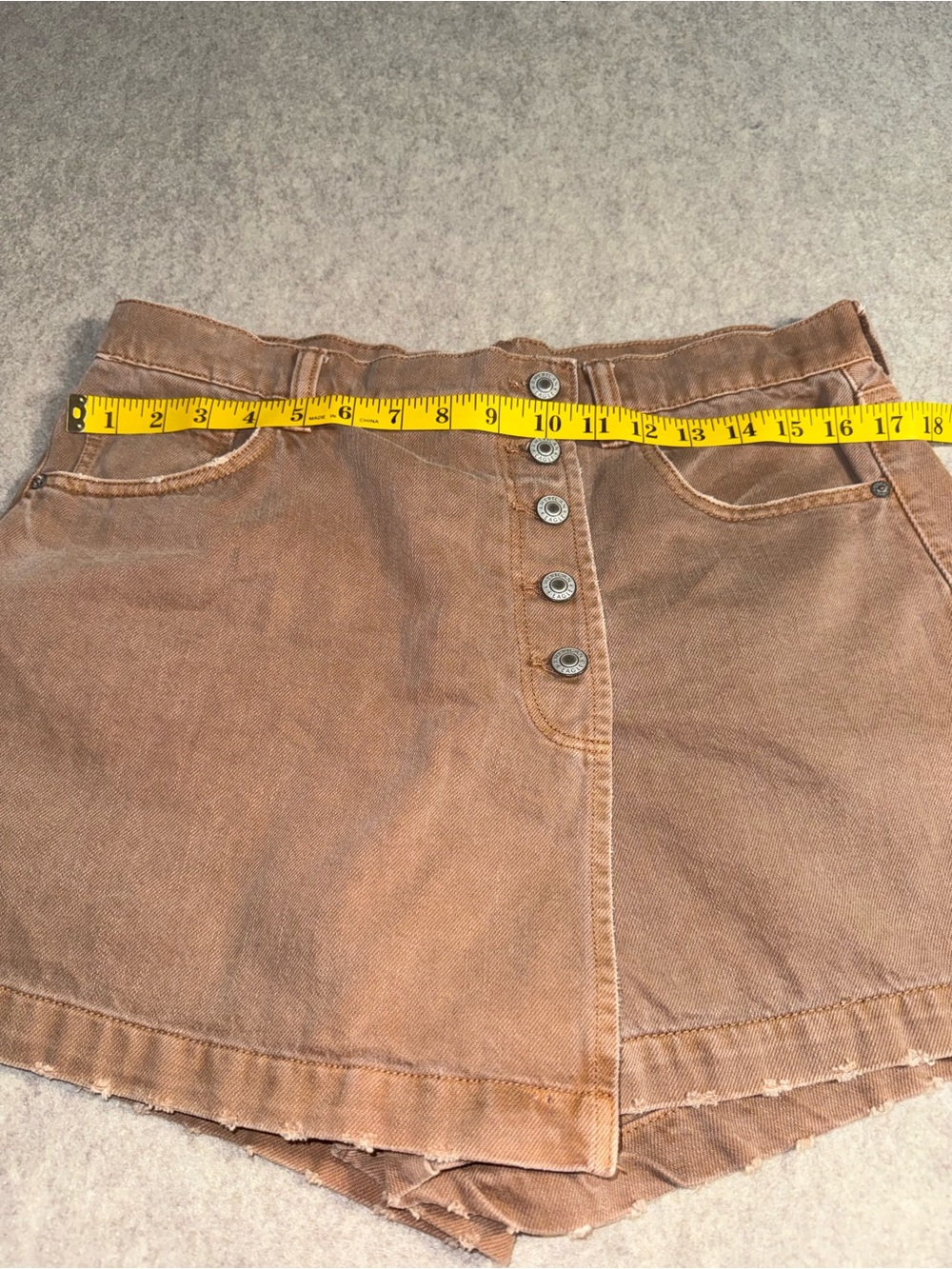American Eagle Outfitters Brown Button-Front Denim Skort Shorts - Picture 5 of 9